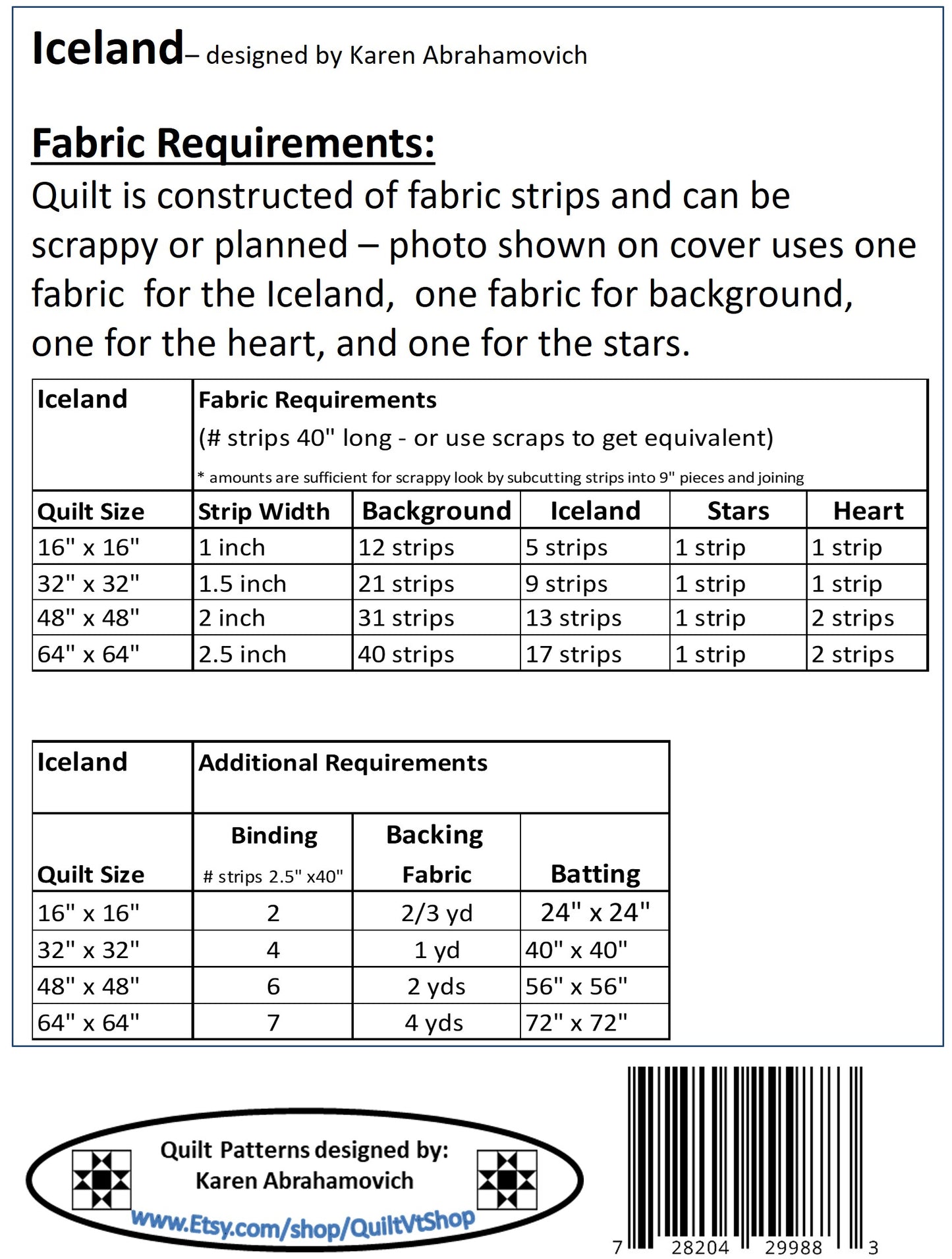 Iceland Quilt Pattern - 4 sizes!