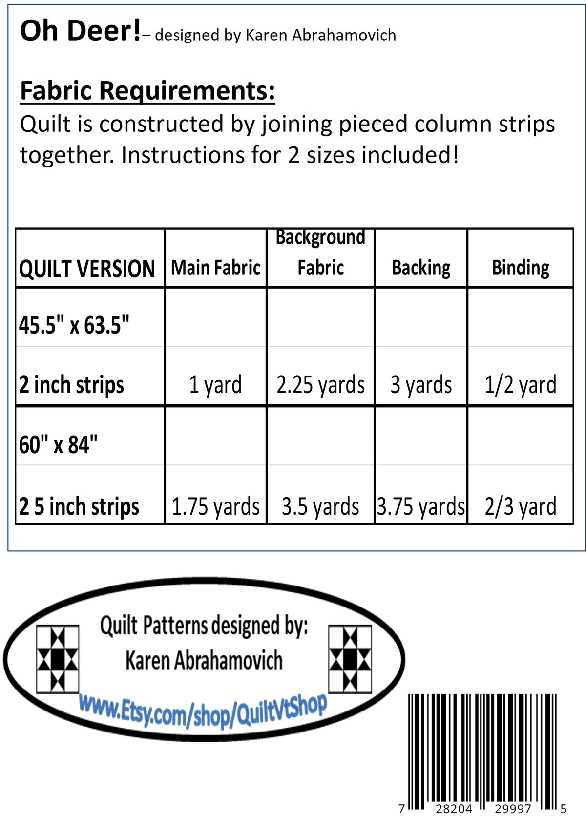 Oh Deer! Quilt Pattern