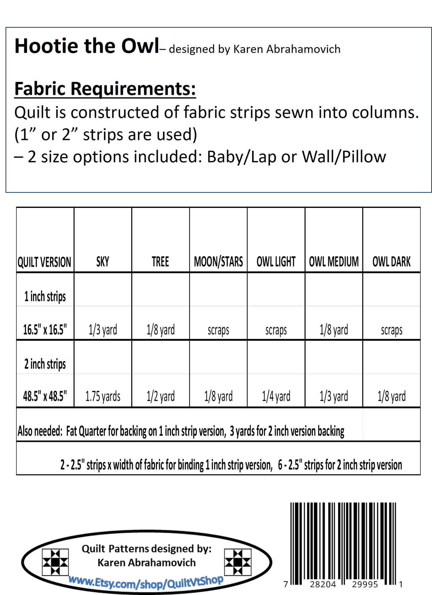Hootie the Owl Quilt Pattern