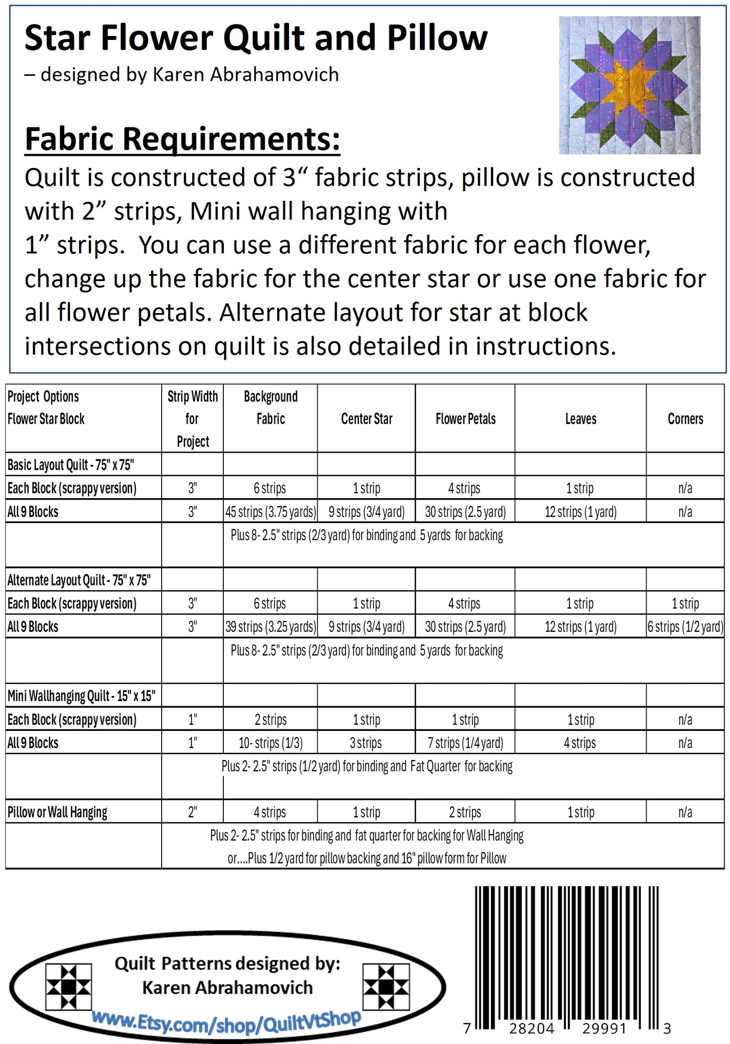 Star Flower Quilt Pattern