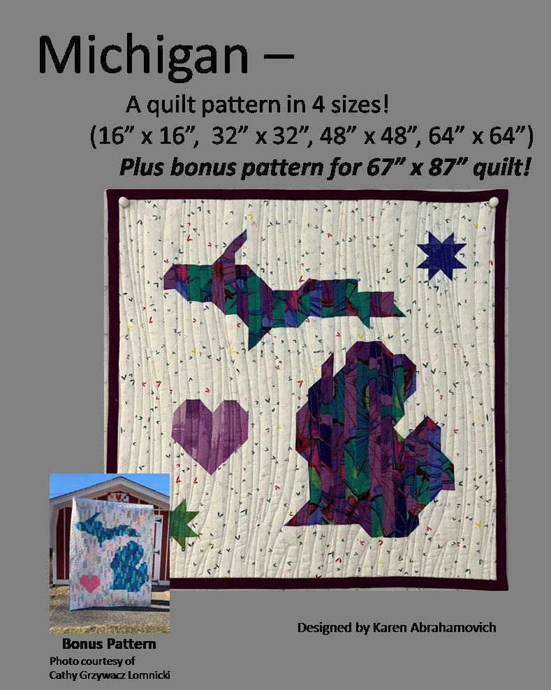 Michigan Quilt Pattern - 4 sizes Plus Bonus Pattern!