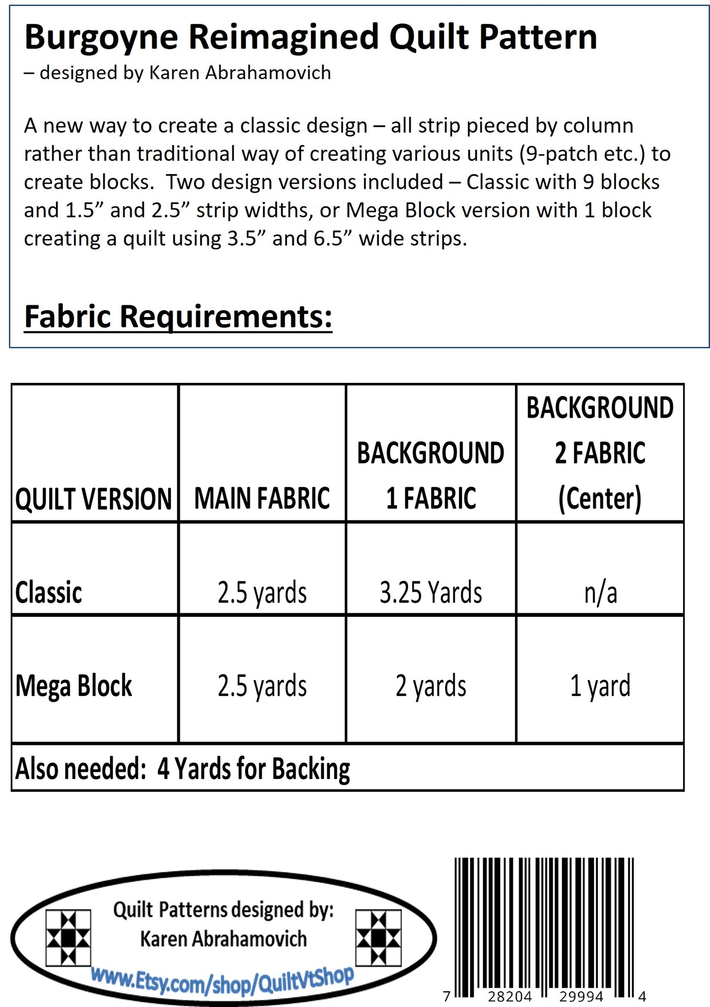 Burgoyne Reimagined Quilt Pattern