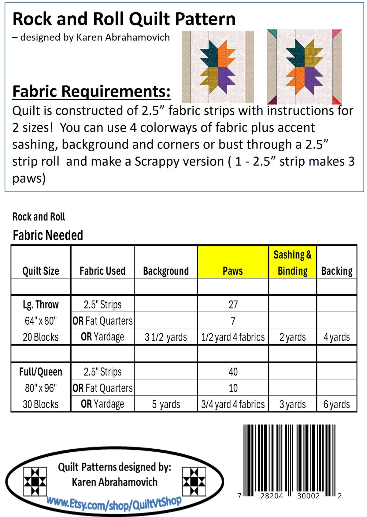 Rock and Roll Quilt Pattern