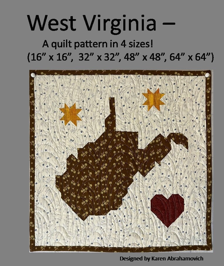 West Virginia Quilt Pattern - 4 Sizes!